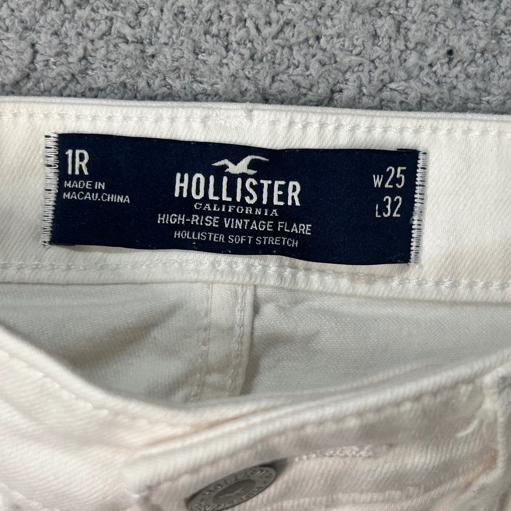 Hollister Flare Jeans High Rise Soft 1R White Coastal Cowgirl Boho Y2K 70s - Picture 7 of 9